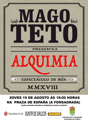 Espectáculo de Maxia "Alquimia"  do Mago Teto o 19 de agosto