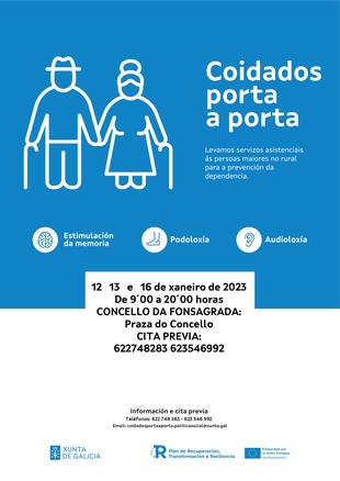 Coidados porta a porta para persoas maiores o 12, 13 e 16 de xaneiro