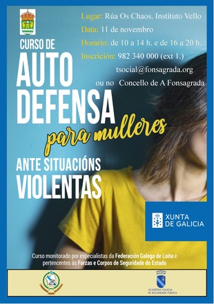 Curso de autodefensa persoal para mulleres ante situacións violentas o sábado 11 de novembro